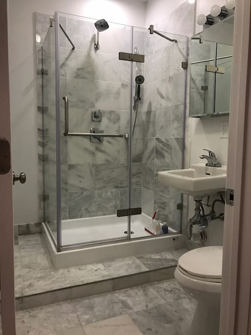 New bathroom and tall (two-person) shower