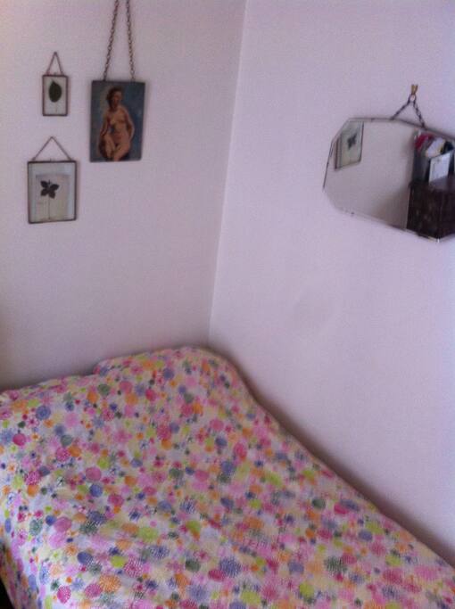Bed in one corner