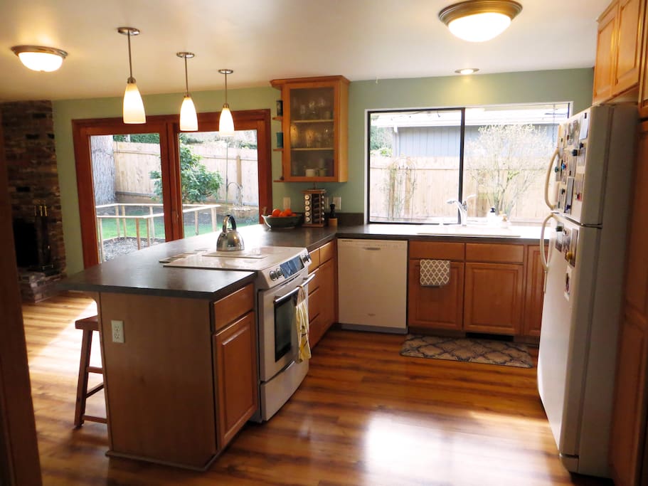 Complete kitchen with back patio access