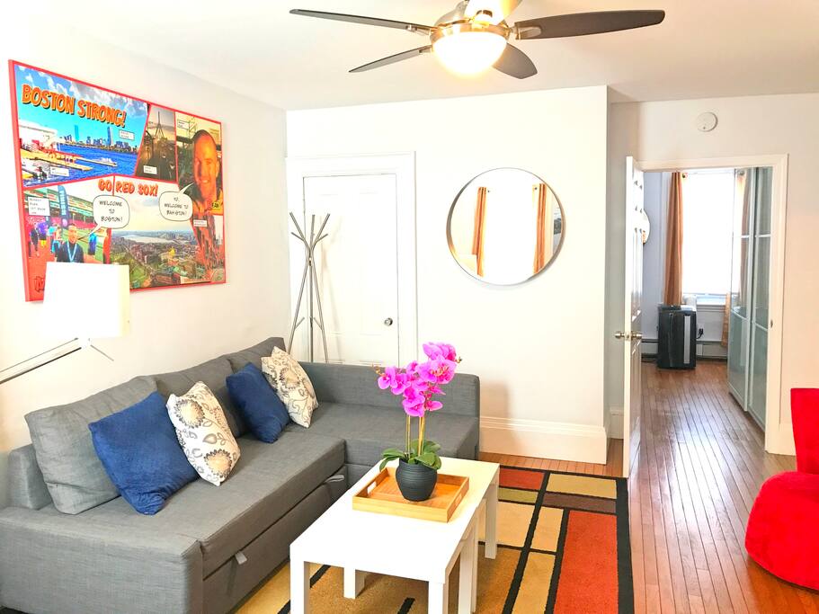Living room with full size pull out couch