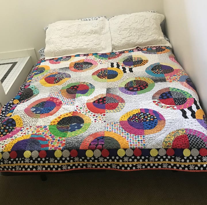 Small second room has new fold out couch that has full size mattress.  Cool and light.  Perfect for two youngsters or a single person.