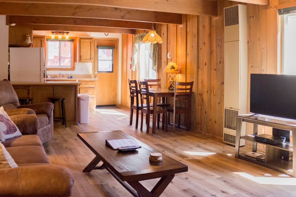 Relax by the fireplace and watch a movie on our flatscreen TV.