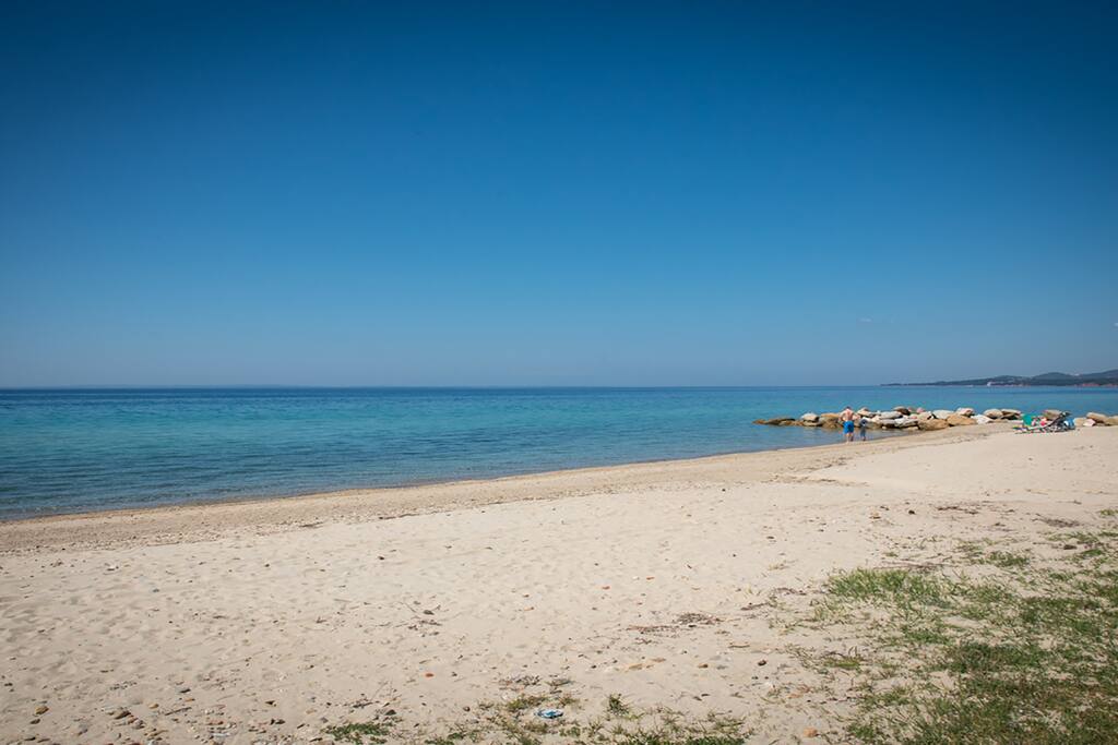 The beach next to the houses
