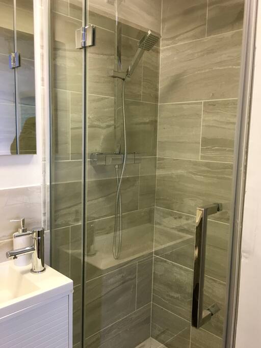 The contemporary ensuite bathroom