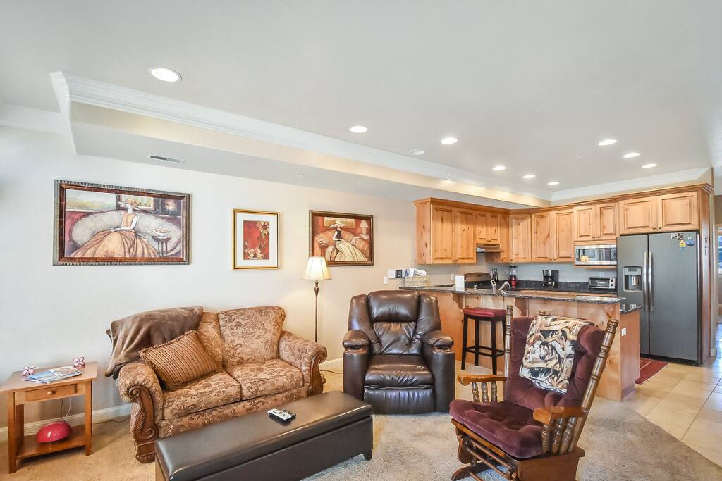 Nice seating for relaxing, reading or watching the large smart tv.