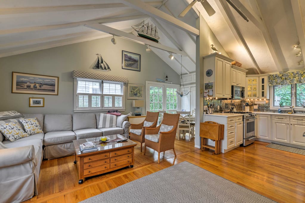 The interior is decorated with tasteful nautical decor and comfortable furnishings.
