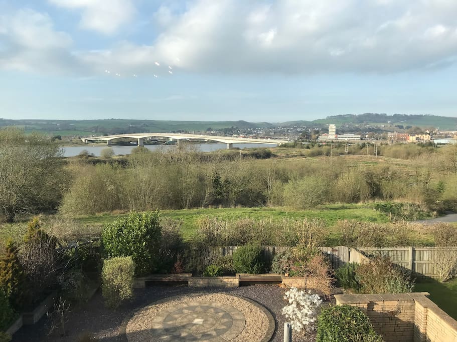 The view from the bedroom. Far reaching views of the countryside, Barnstaple town and taw estuary