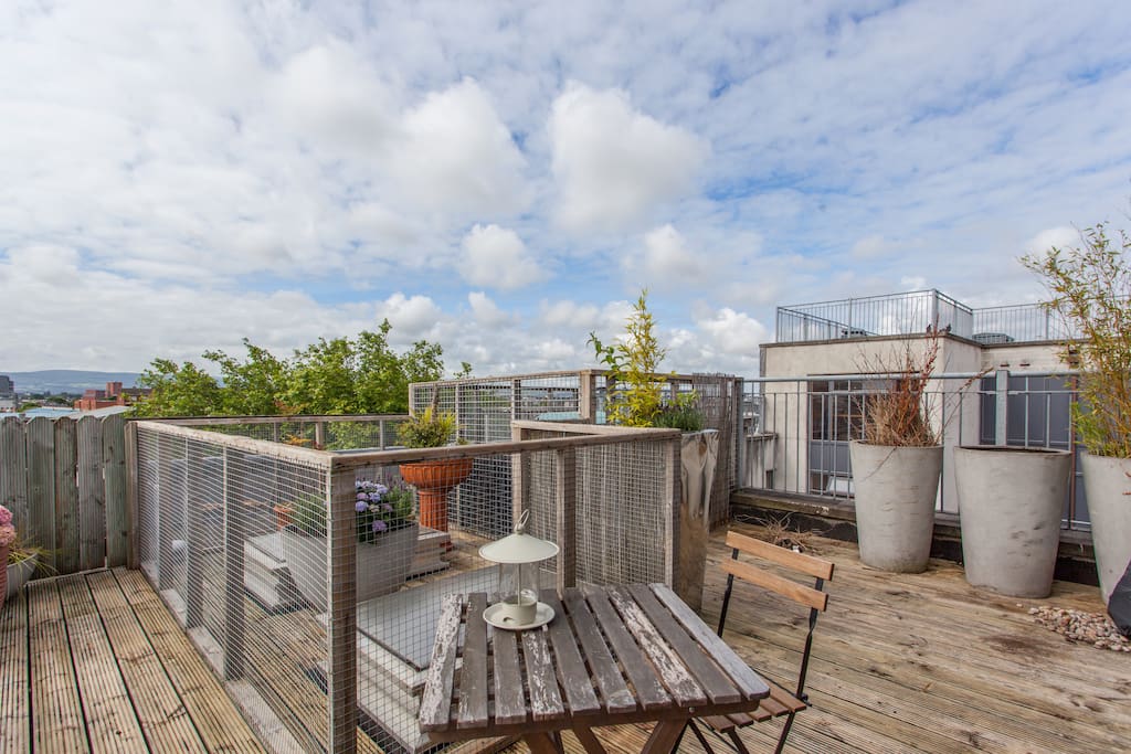 Roof top garden over looking the Guinness brewery
