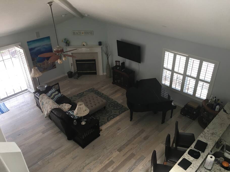 Playroom loft looking down to 1st floor