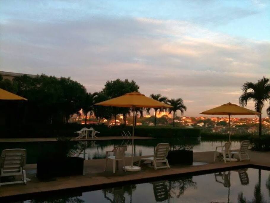 Pool at sunset.