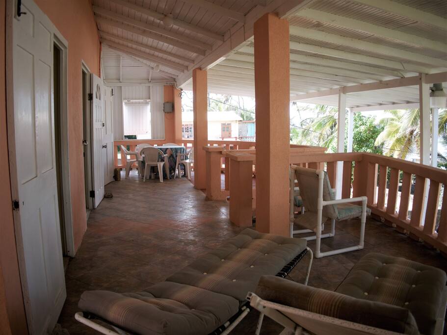 The large and breezy veranda has ample room for all activities