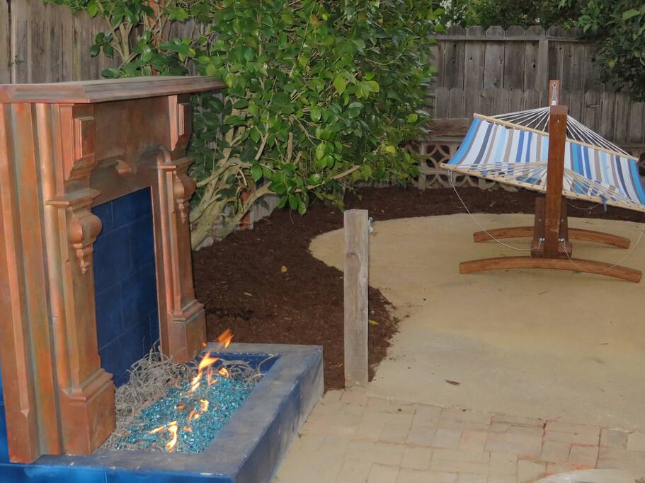 Outdoor Fireplace and Cuddling Hammock