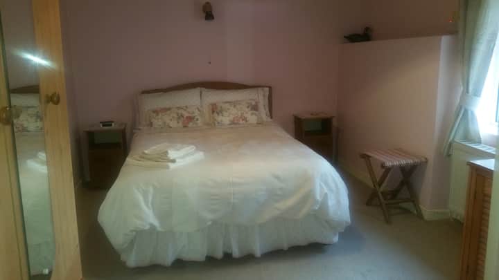 Hillcrest Farm - South Wing - Bedroom 2 - Double Room en-suite.  Sea, garden & mountain view.  