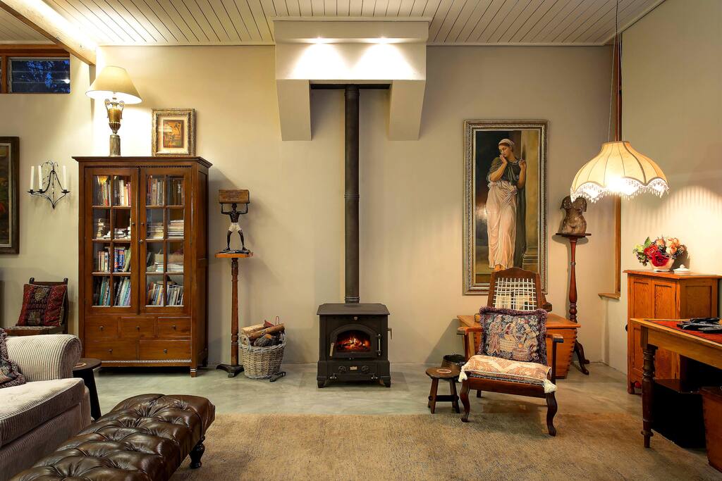 Wood fire stove in lounge