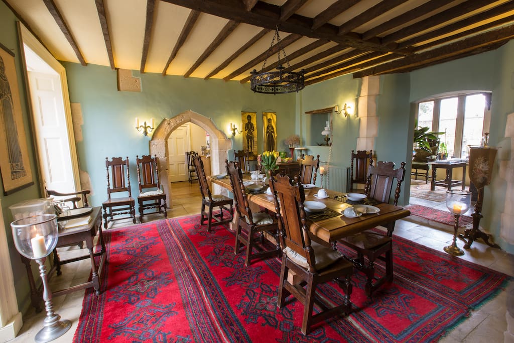 medieval dining room where breakfast is served