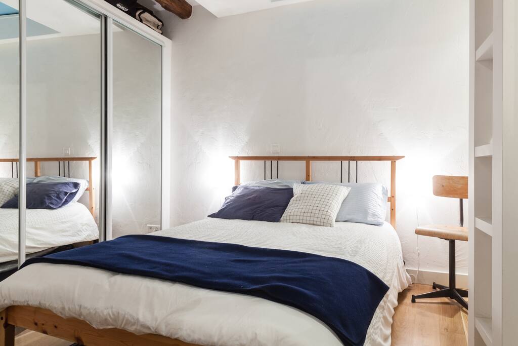 Your bed awaits! Linen is provided. Plenty of closet space and mirrors.