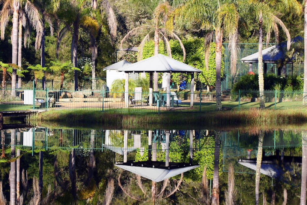 Lake with swimming pool