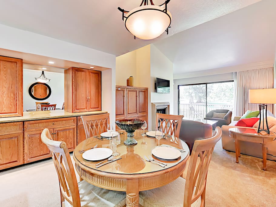 Dining area with a four-person table