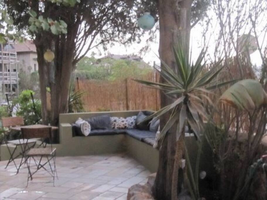 The outdoor patio/terrace is a great spot for relaxing, reading, entertaining friends and enjoying the the incredible Jerusalem sunset.