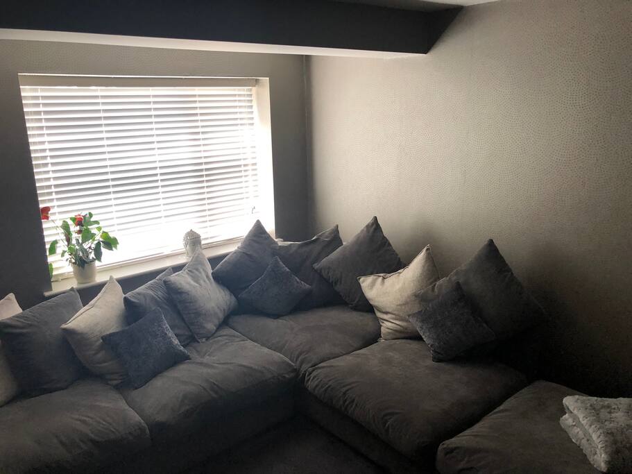 Den with 89 inch cinema screen TV