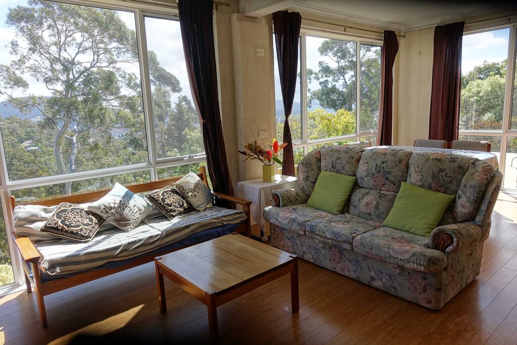 Cosy lounge with two sofas. Happy party or family together time!