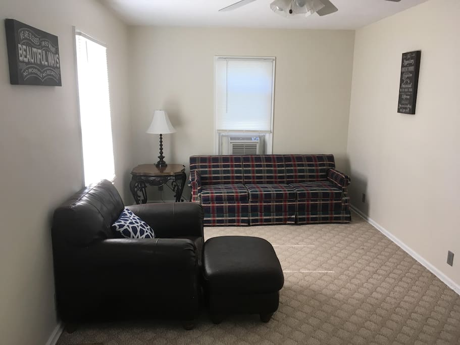 Comfy-cozy Living Room with Queen size sleeper sofa and 50" Flat screen TV
