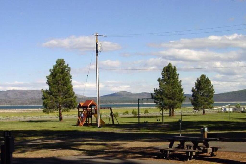 View from the tent area towards the play area