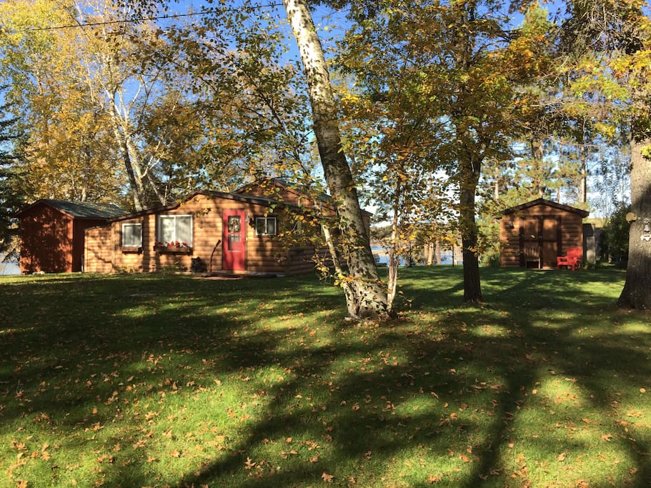 The grounds: main cabin and bunkhouse.
