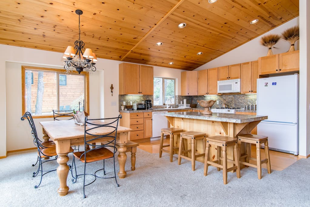 The open-concept dining/kitchen area.
