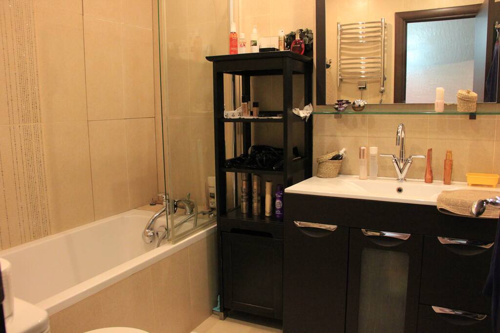 bathroom is equped by all necessary stuff, encludinf hairdryer and towels