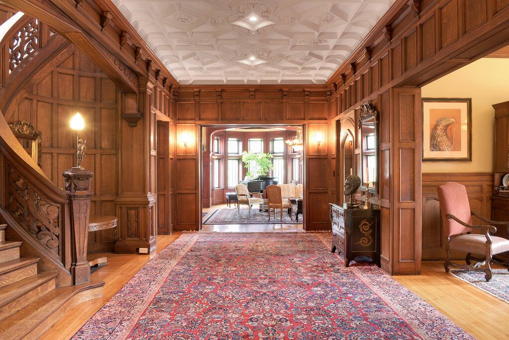 Main entrance hall looking into Piano Room