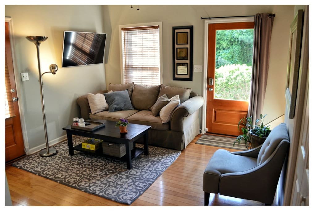 Cozy sitting room with plenty of natural sunlight