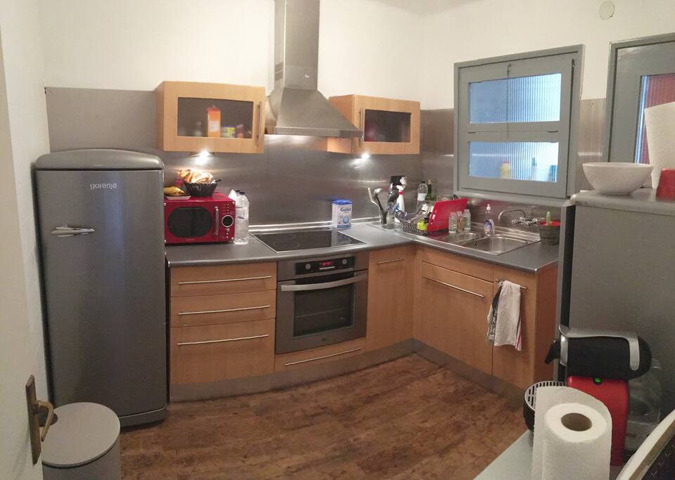 cuisine tout équipé (lave vaisselle, four, four micro ondes, machine à café nespresso,..)