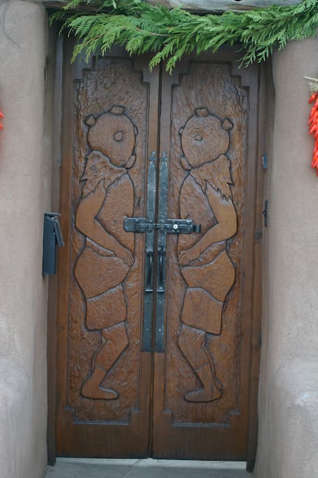 Carved double entry doors