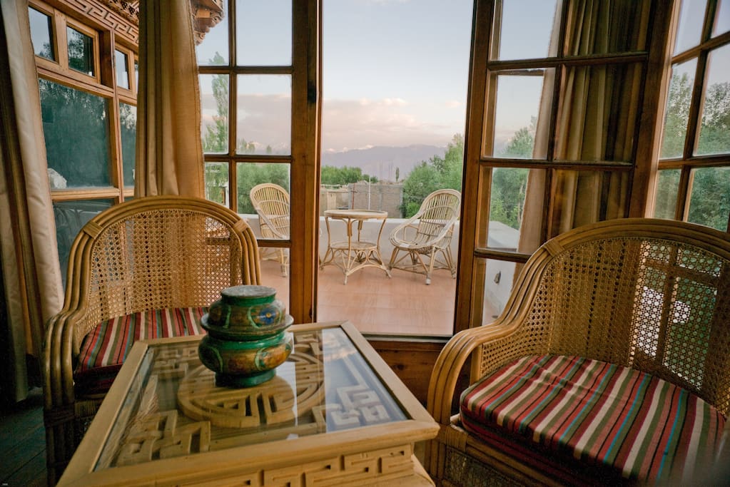 View of the Stok Kangri Range from traditional sunset room.