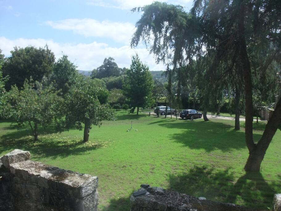 green area with car parking