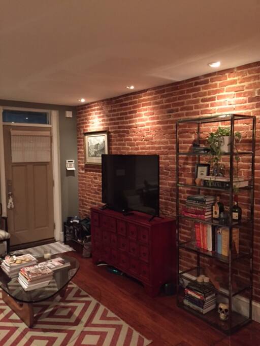 Exposed brick and eclectic decor