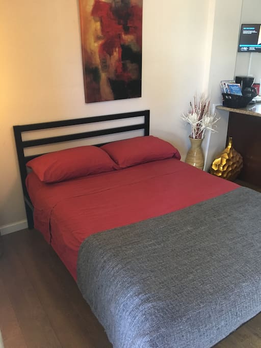 Full/Standard size bed in common/living room area
