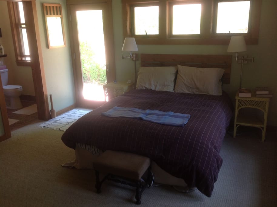 Master bedroom. Queen. Window seat, half bath, outdoor shower.