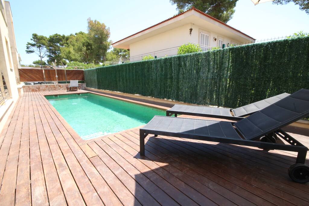 Pool with sun beds area