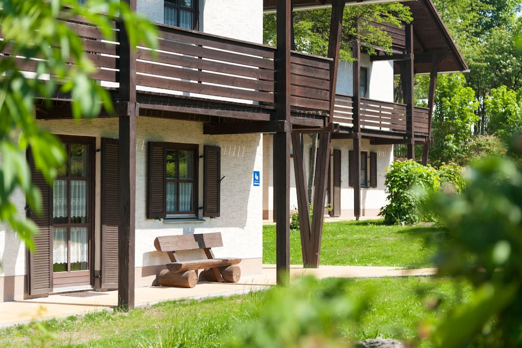 Wooden seats to enjoy the nature