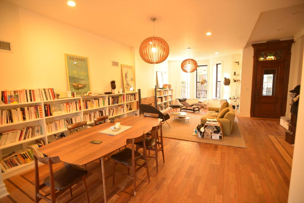 Parlor floor comprises a 1,000 sqrt ft living room and kitchen, with 12ft height ceiling