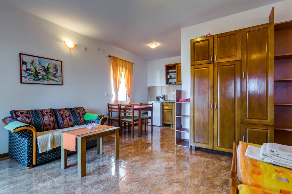Sofa, Dining Area and Kitchen