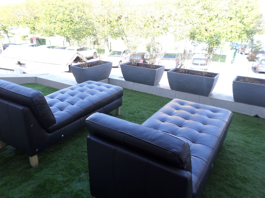 Terrasse privative pour la chambre rose