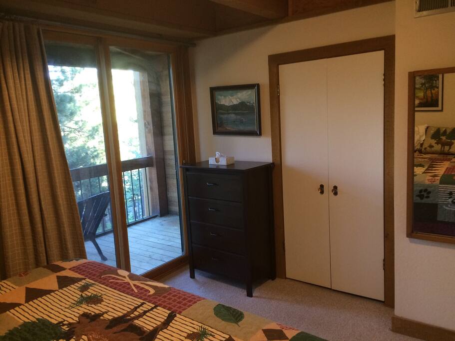 Closet and deck for the downstair king bed room