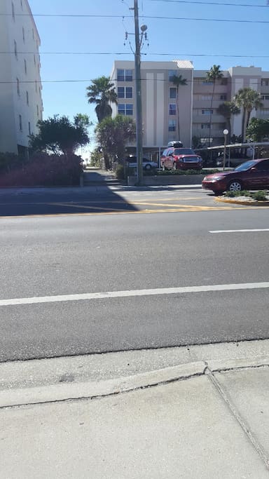 Beach access as seen from condo parking lot.