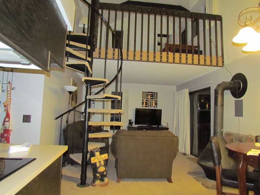 living room, stairs to loft