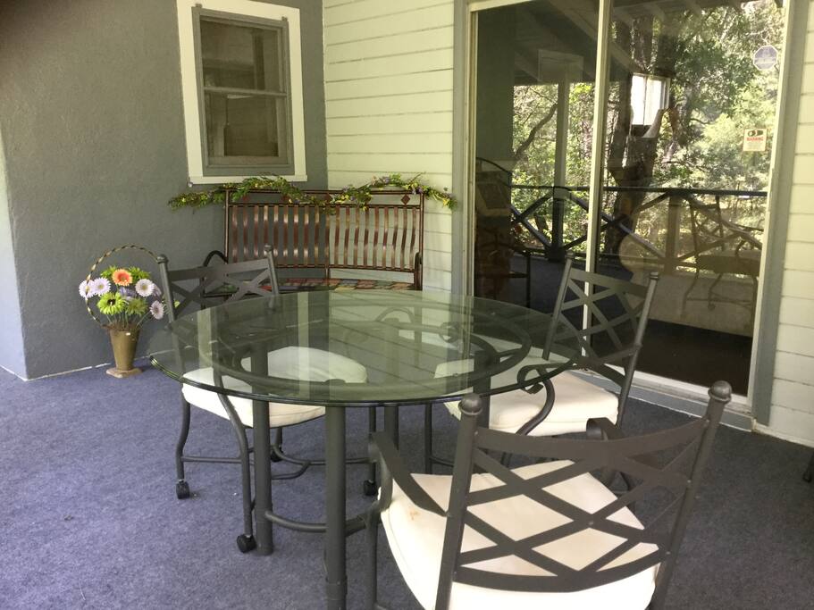 Eating area on porch