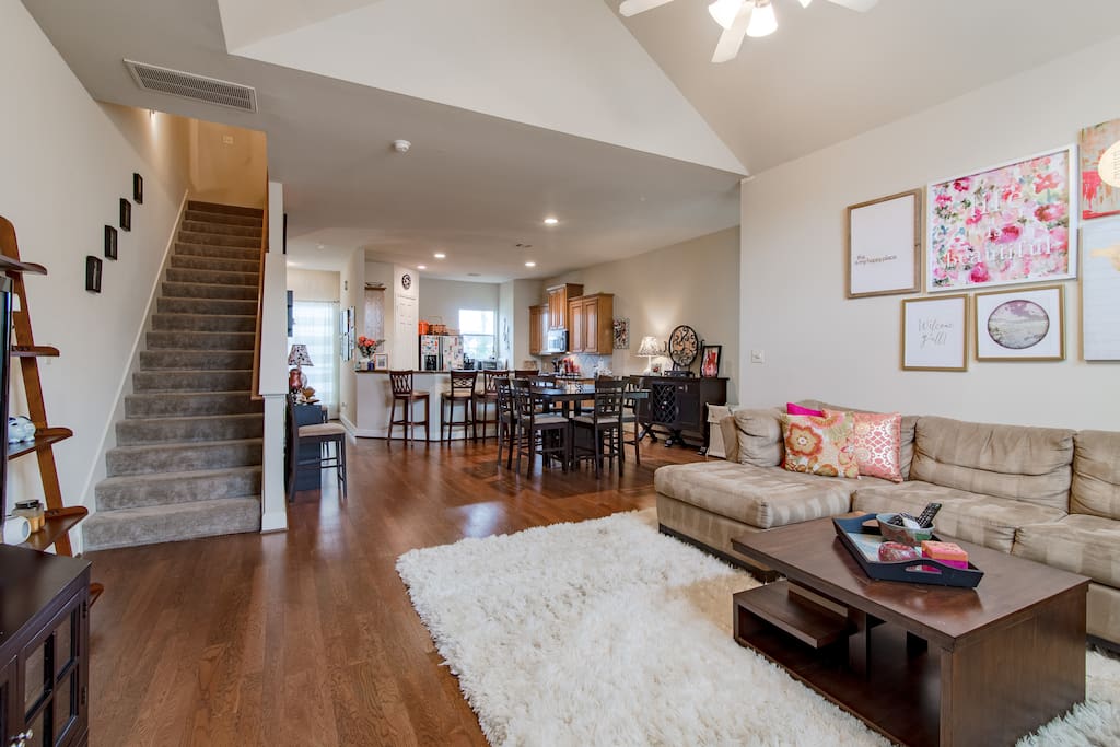 2nd Floor | The open floor plan on the 2nd level includes a kitchen, dining area, and living room and is the perfect space to bring together friends & family.