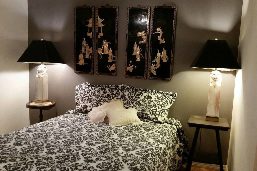 private bedroom and bath with an outside door.